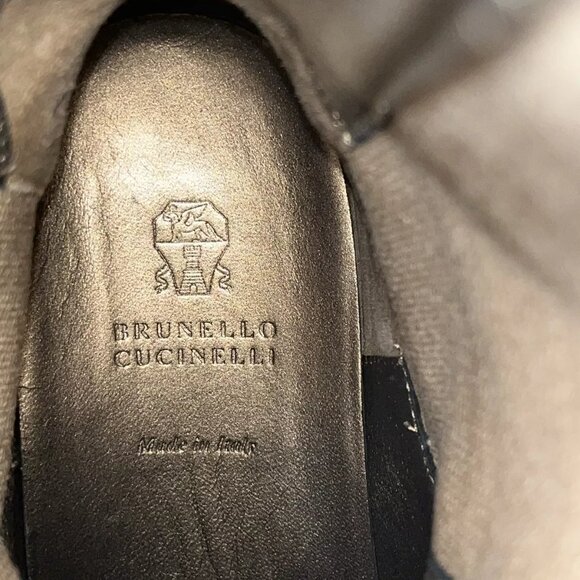 Brunello Cucinelli Leather Chelsea Mid Calf Round Toe Platform Boots Size 38.5 - Picture 5 of 14